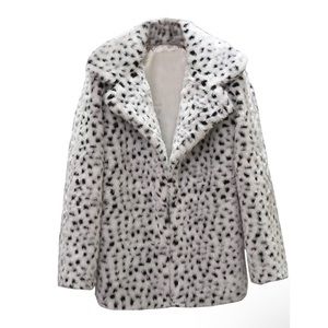 Women Casual Warm Winter Long Lapel Leopard Print Faux Fur Coat- Sunmoot 2018